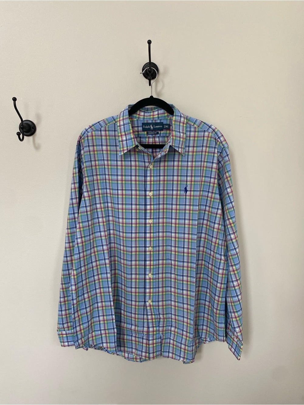 Ralph Lauren Classic Fit Light Blue Multi-Color Plaid Button-Down Shirt